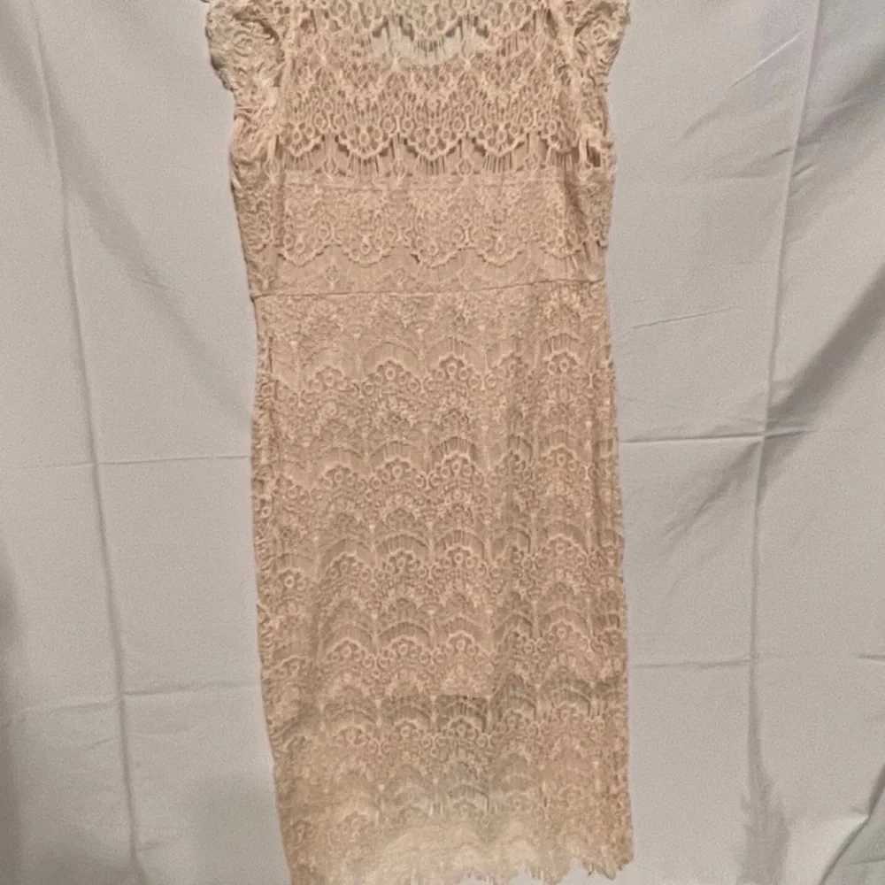 S Free People Cream Crochet Lace Midi Slip Lined Dress.  Intimately Free People - Picture 2 of 14